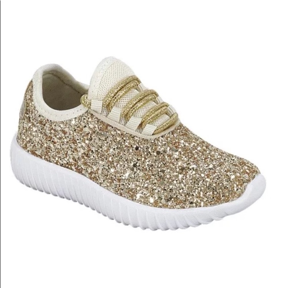 NEW IN BOX Gold sparkle tennis shoe size 8